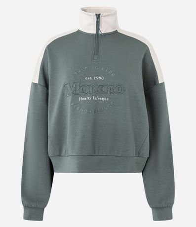 Buzo Deportivo Cuello Alto con Cremallera y Estampado Central 5