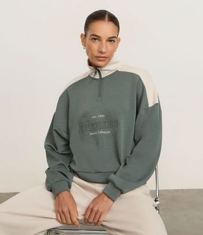 Buzo Deportivo Cuello Alto con Cremallera y Estampado Central 1