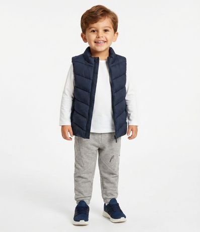 Chaleco Básico Infantil en Microfibra  con Cuello Alto - Talle 1 A 4 años
