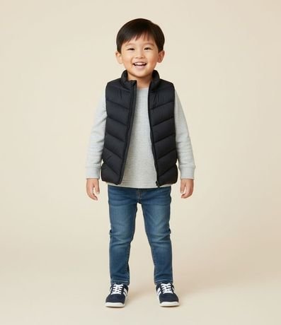 Chaleco Básico Infantil en Microfibra  con Cuello Alto - Talle 1 A 4 años