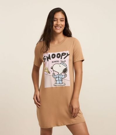Camisón Corta en Viscosa con Estampa Snoopy