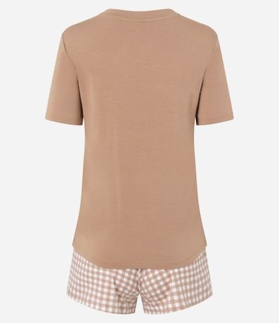 Pijama Short Doll en Viscosa con Estampado Snoopy y Short de Cuadros 5