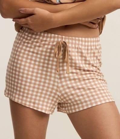 Pijama Short Doll en Viscosa con Estampado Snoopy y Short de Cuadros 3