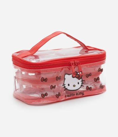 Kit 03 Neceser Transparente con Estampa de Hello Kitty