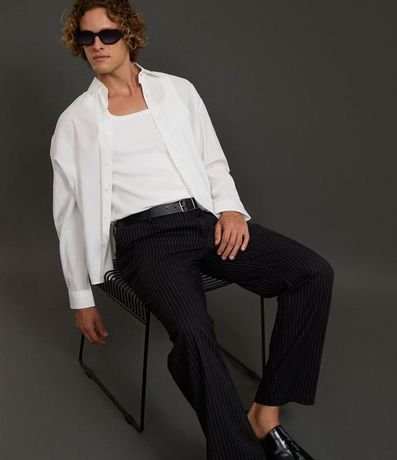 Pantalón Recto de Sastrería en Viscosa con Rayas 3