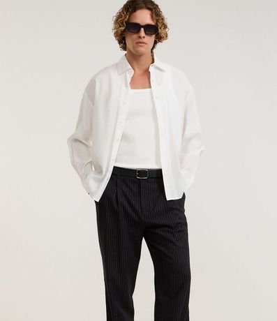 Pantalón Recto de Sastrería en Viscosa con Rayas 4