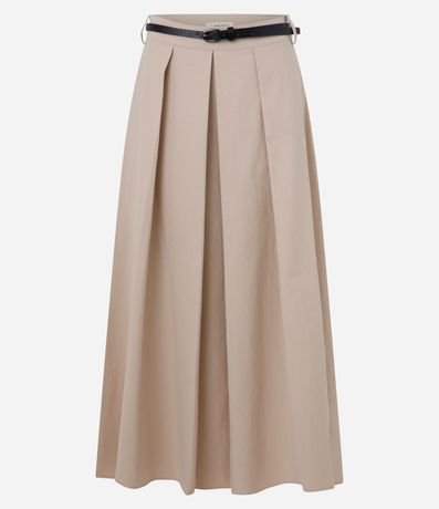 Pollera Midi con Pliegues Delanteros y Cinturón Fino 1