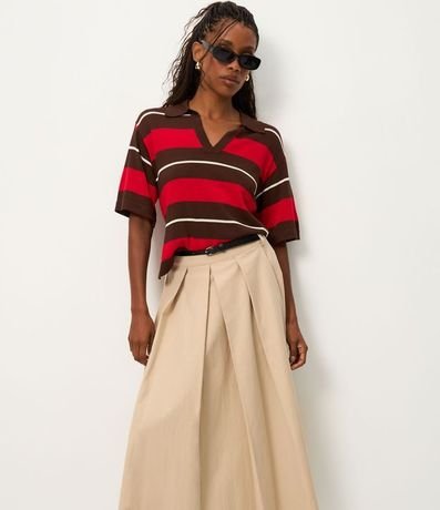 Pollera Midi con Pliegues Delanteros y Cinturón Fino 2