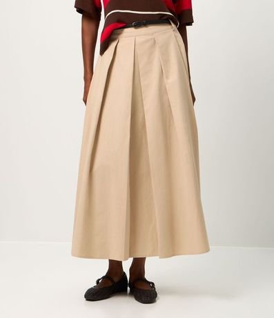 Pollera Midi con Pliegues Delanteros y Cinturón Fino 4