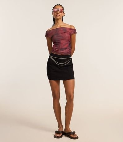 Blusa en Tule Hombro a Hombro con Estampa Abstracta 2