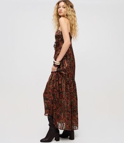 Vestido Largo Estampado con Breteles Finos y Escote Halter 5