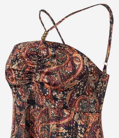 Vestido Largo Estampado con Breteles Finos y Escote Halter 7