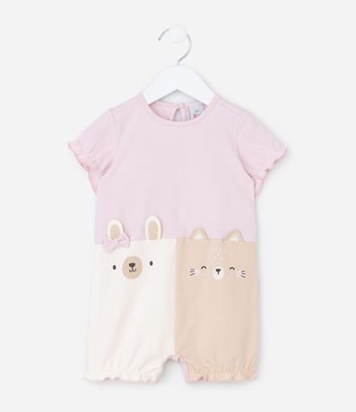 Enterito Infantil con Estampa de Gato y Conejo con Orejitas Aplicadas - Talle RN a 18 Meses 2