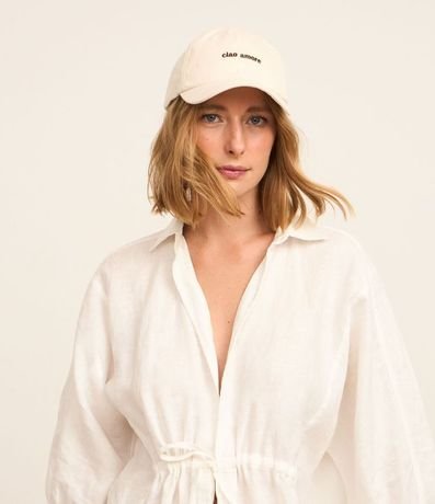 Gorra Aba Curva en Sarga con Bordado Ciao Amore