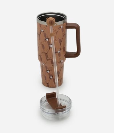 Vaso Térmico con Estampa de Carpincho y Protector de Pajita 4