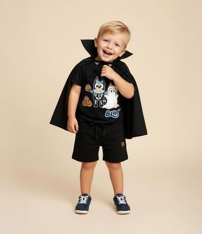 Remera Infantil con Capa Bluey Halloween - Talle 2 a 6 años