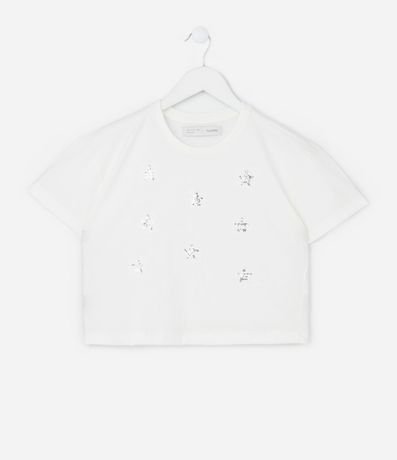 Remera corta Infantil con Bordado Estrellas en Lentejuelas - Talle 5 a 14 años 2