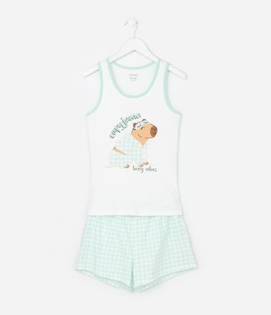 Pijama corto Infantil con Estampa de Carpincho - Tam  5 al 14 años
