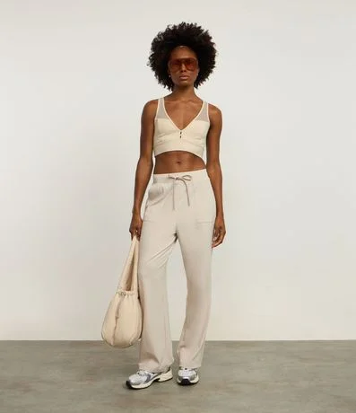 Pantalón Recto en Microfibra con Lazo en la Cintura 1