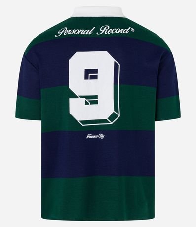 Camisa Boxy Sportcore en Punto con Cuello Inglés V y Estampa de Rayas 12