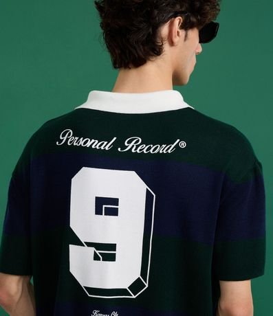 Camisa Boxy Sportcore en Punto con Cuello Inglés V y Estampa de Rayas 5