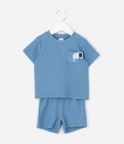 Conjunto Infantil con Elefante Interactivo y Bermuda con Cordón – Talle RN a 18 Meses
