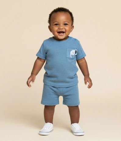 Conjunto Infantil con Elefante Interactivo y Bermuda con Cordón – Talle RN a 18 Meses