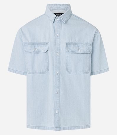 Camisa Boxy en Jeans con Estampa de Rayas y Bolsillos 6