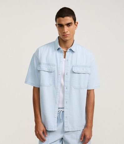 Camisa Boxy en Jeans con Estampa de Rayas y Bolsillos 2