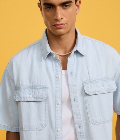 Camisa Boxy en Jeans con Estampa de Rayas y Bolsillos 6