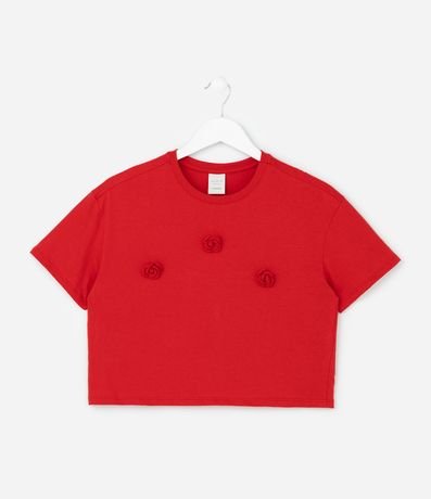 Remera Box Infantil con Aplicación de Flores en Ganchillo - Talle 5 a 14 años 2