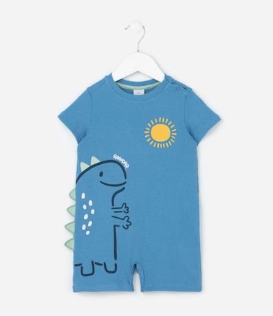 Enterito Infantil en Algodón con Estampa de Dinosaurio - Talle 0 a 18 Meses
