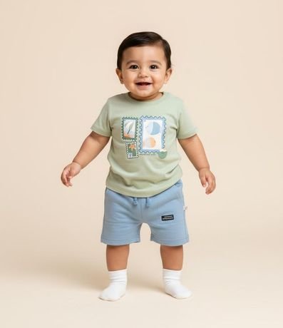 Remera Infantil con Estampa de Playa - Talle 0 a 18 Meses