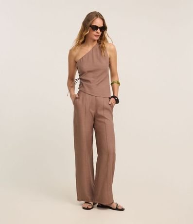 Blusa Sastre Hombro Único en Viscosa con Regulador Lateral 2