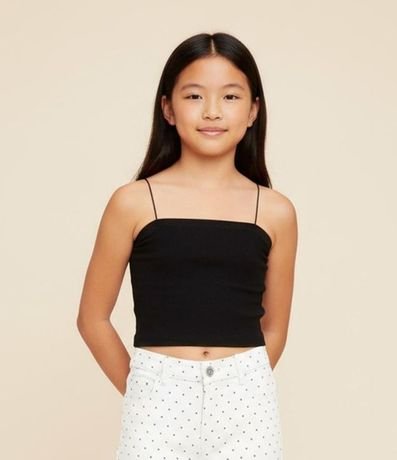 Top Recto Infantil con Bretel Canelado - Talle 7 a 14 años