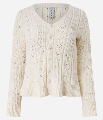 Blusa en Punto con Botones y Volado en la parte baja