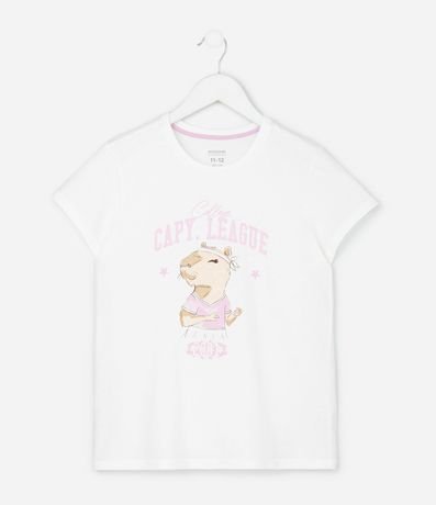 Pijama corto Infantil con Estampa de Flores y Carpincho - Talle 5 a 16 años 2