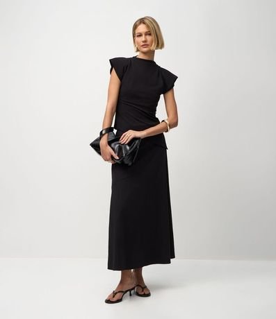 Pollera Midi Evasê en Bengalina con Recorte Delantero 2