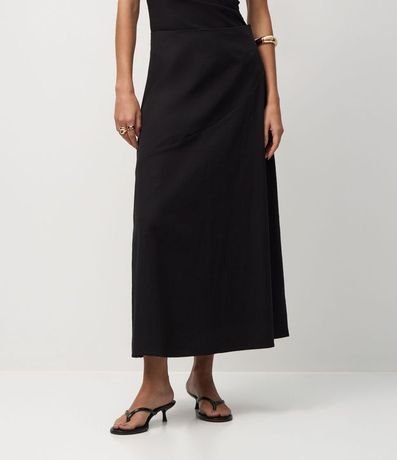 Pollera Midi Evasê en Bengalina con Recorte Delantero 3