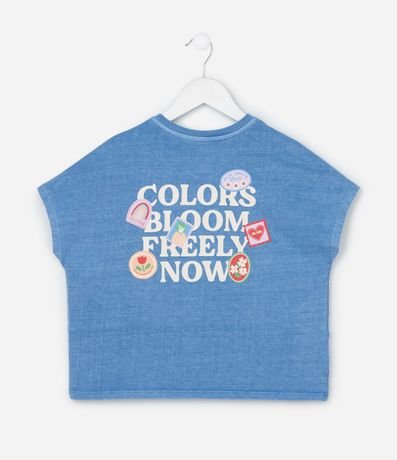 Remera Infantil Lavada con Sisa Deslocada y Sellos - Talle 5 a 14 años 3