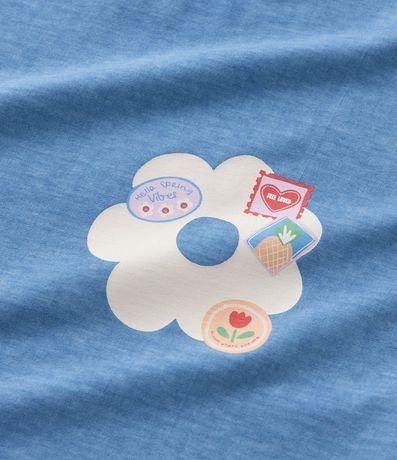 Remera Infantil Lavada con Sisa Deslocada y Sellos - Talle 5 a 14 años 6