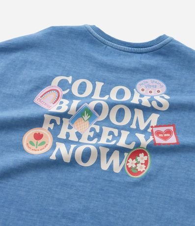 Remera Infantil Lavada con Sisa Deslocada y Sellos - Talle 5 a 14 años 8