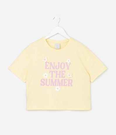 Remera Infantil Boxy con Flor en Ganchillo Enjoy The Summer - Talle 5 a 14 años