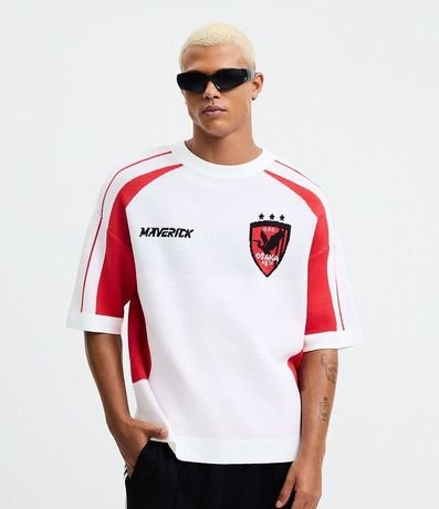 Camisa en Acrílico con Efecto Punto con Estampado Lettering