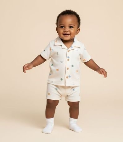 Conjunto Infantil en Anarruga con Estampa Fondo del Mar - Talle 0 a 18 Meses