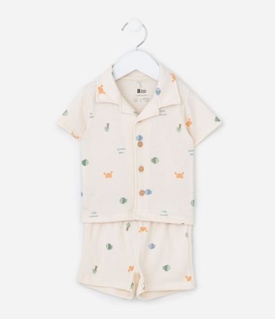 Conjunto Infantil en Anarruga con Estampa Fondo del Mar - Talle 0 a 18 Meses 2