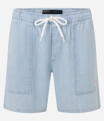 Bermuda Regular en Jeans con Cintura Elástica y Estampa Rayada 7