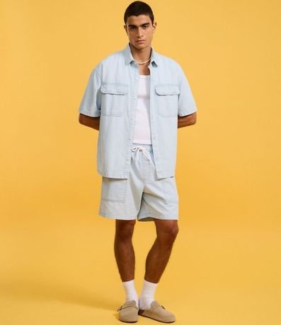 Bermuda Regular en Jeans con Cintura Elástica y Estampa Rayada 5