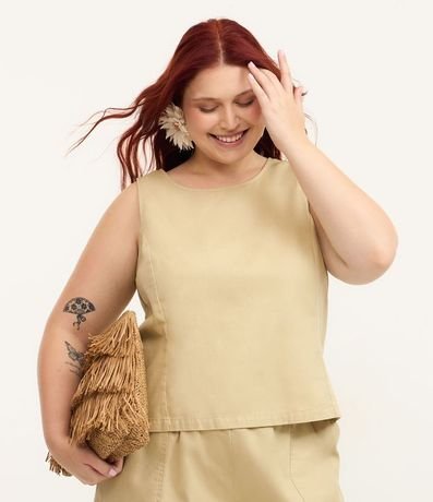Blusa sin Manga en Sarga Curve & Plus Size