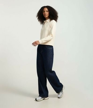 Suéter en Algodón con Cuello Polo